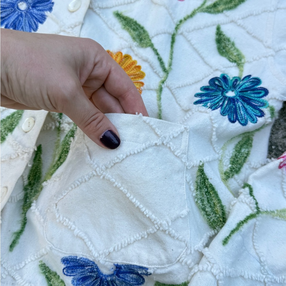 Tantrums White Floral Embroidered Bomber Jacket - Picture 4 of 12